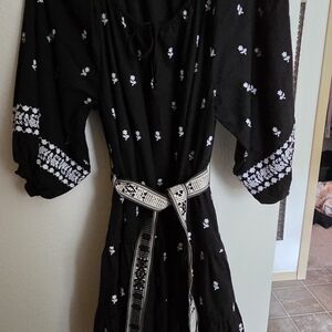 Elegant Black and White Embroidered Dress